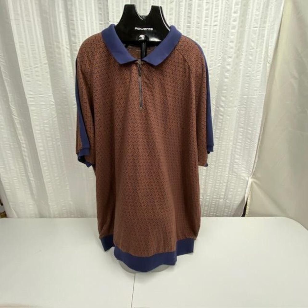 Shaquille O'Neal XLG Polo Shirt Mens 4XL Big Tall 1/4 Zip Geometric Cotton